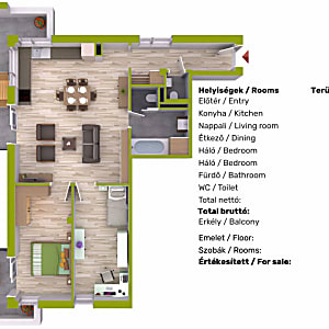 Eladó 3 szobás, erkélyes lakás a Palota Ligetben #13